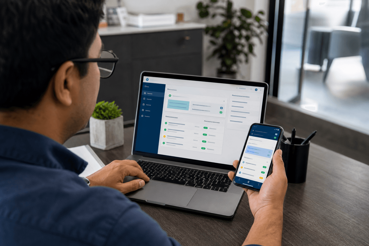 Cliente utilizando un portal desde computador y móvil